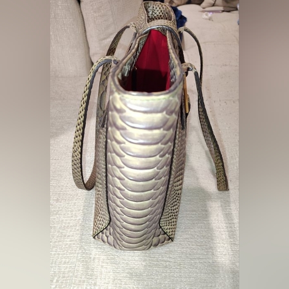 Dooney and Bourke Python-Embossed Gray Handbag - Picture 3 of 10